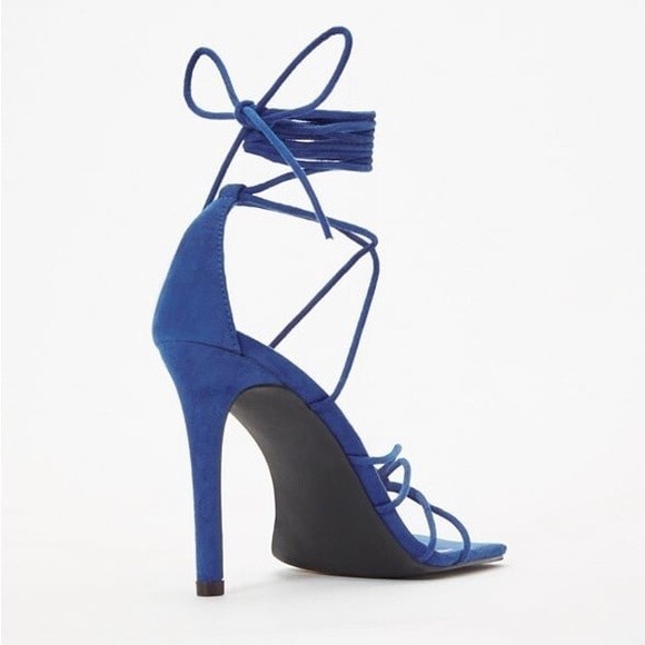 NWB Just Fab Scarlett Gladiator Heeled Sandal Turkish Sea Blue Size 8.5 - Picture 3 of 11